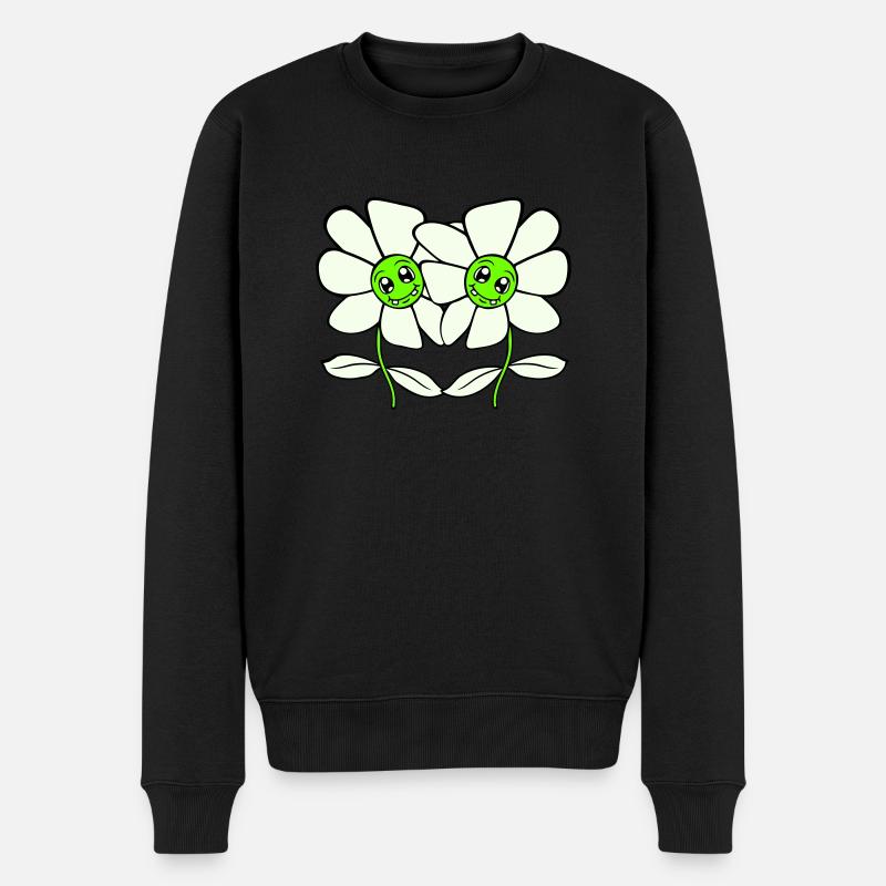 Deux jolies belles fleurs amies - Pull Premium bio Homme - noir
