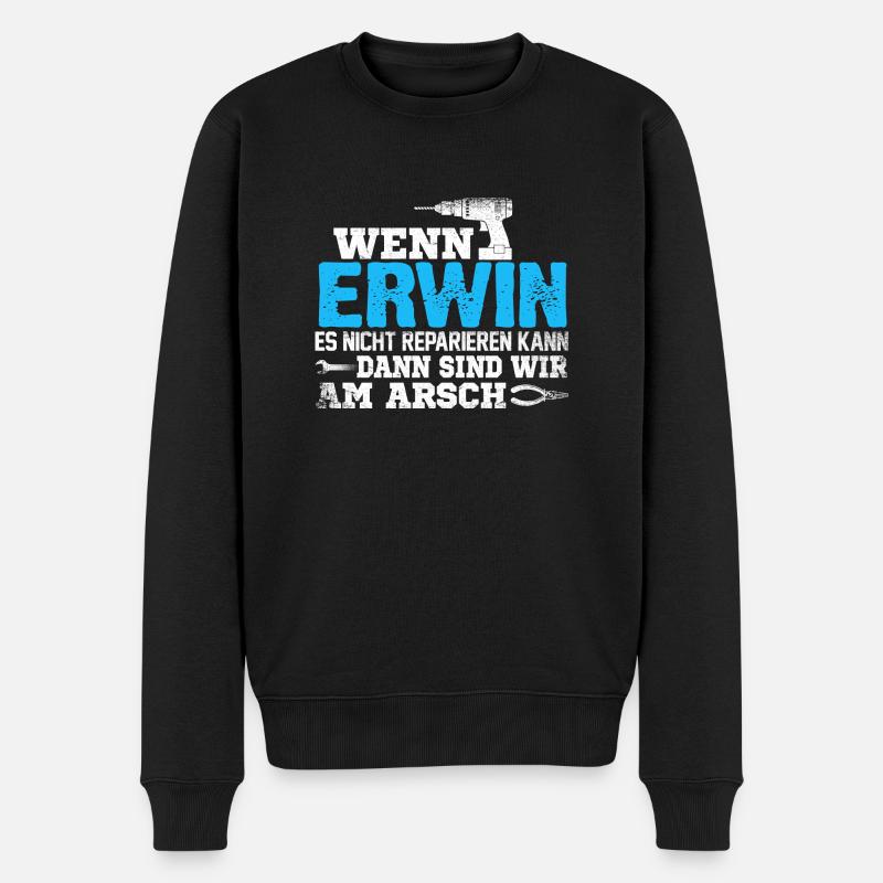 ERWIN - kann es reparieren - Männer Premium Bio Pullover - Schwarz