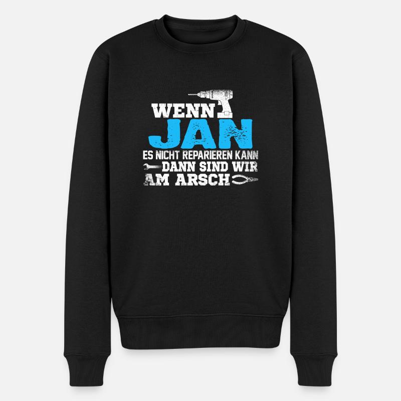 JAN - kann es reparieren - Männer Premium Bio Pullover - Schwarz
