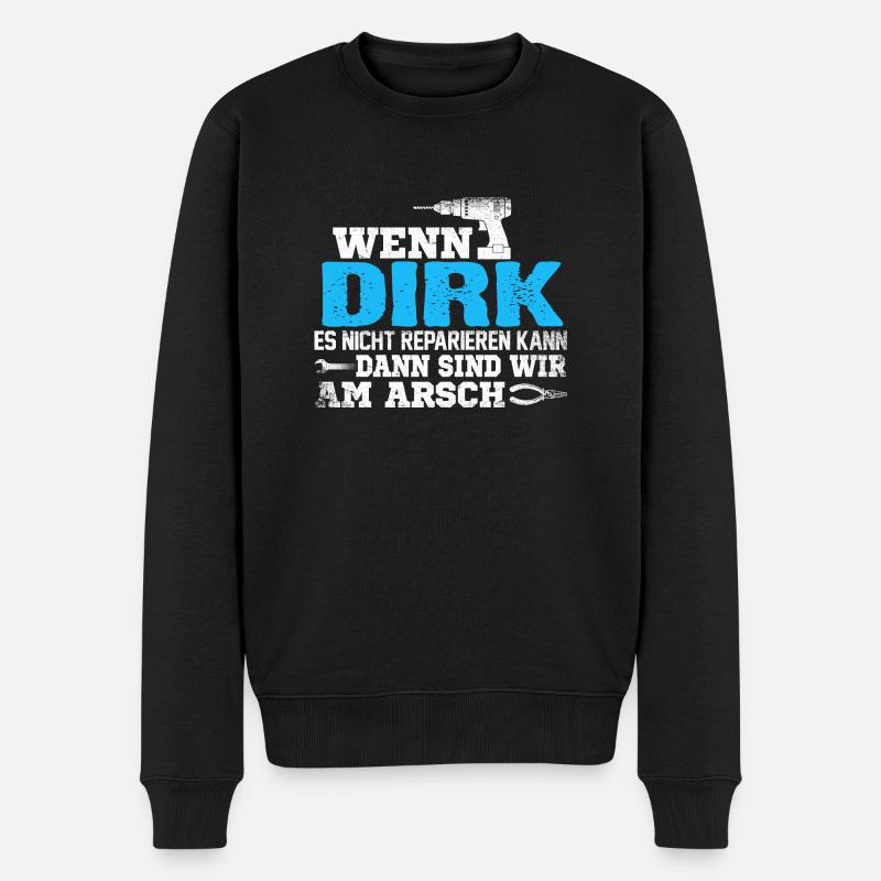 DIRK - kann es reparieren - Männer Premium Bio Pullover - Schwarz