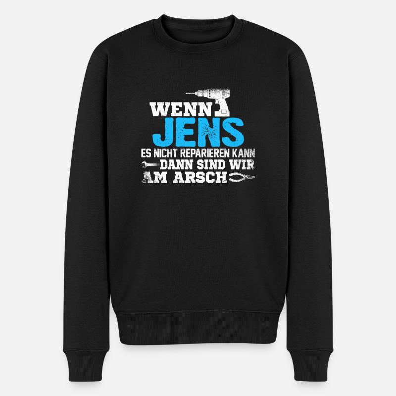 JENS - kann es reparieren - Männer Premium Bio Pullover - Schwarz