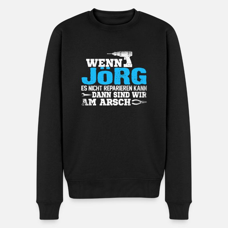 JÖRG - kann es reparieren - Männer Premium Bio Pullover - Schwarz