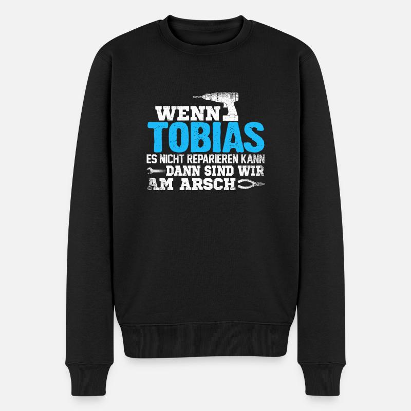 TOBIAS - kann es reparieren - Männer Premium Bio Pullover - Schwarz