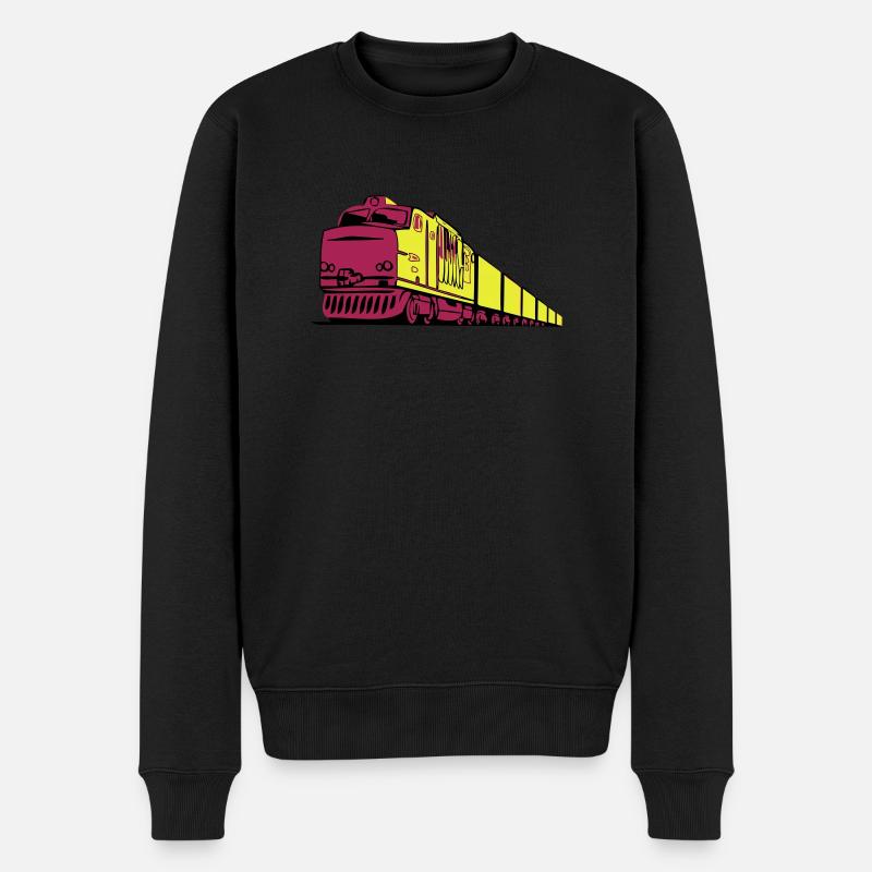 Güterzug Eisenbahn lok - Männer Premium Bio Pullover - Schwarz