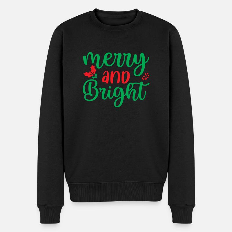 fröhlich und hell - Weihnachtsfeier - Männer Premium Bio Pullover - Schwarz