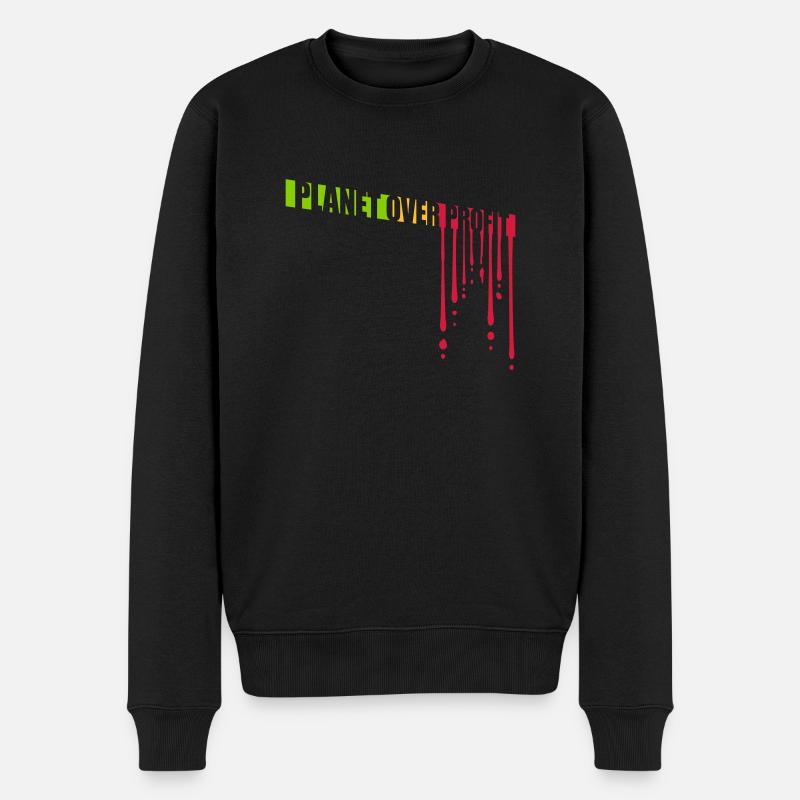 planet over profit Zitat - Männer Premium Bio Pullover - Schwarz