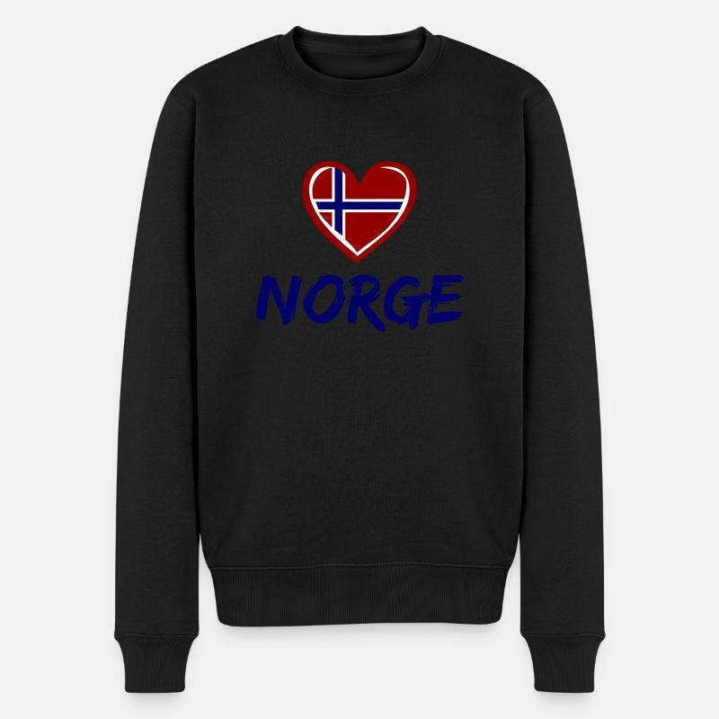 norge - Männer Premium Bio Pullover - Schwarz