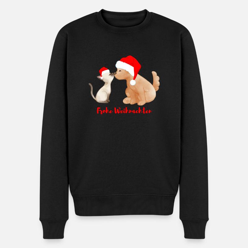 Chien et chat - Joyeux Noël - Pull Premium bio Homme - noir