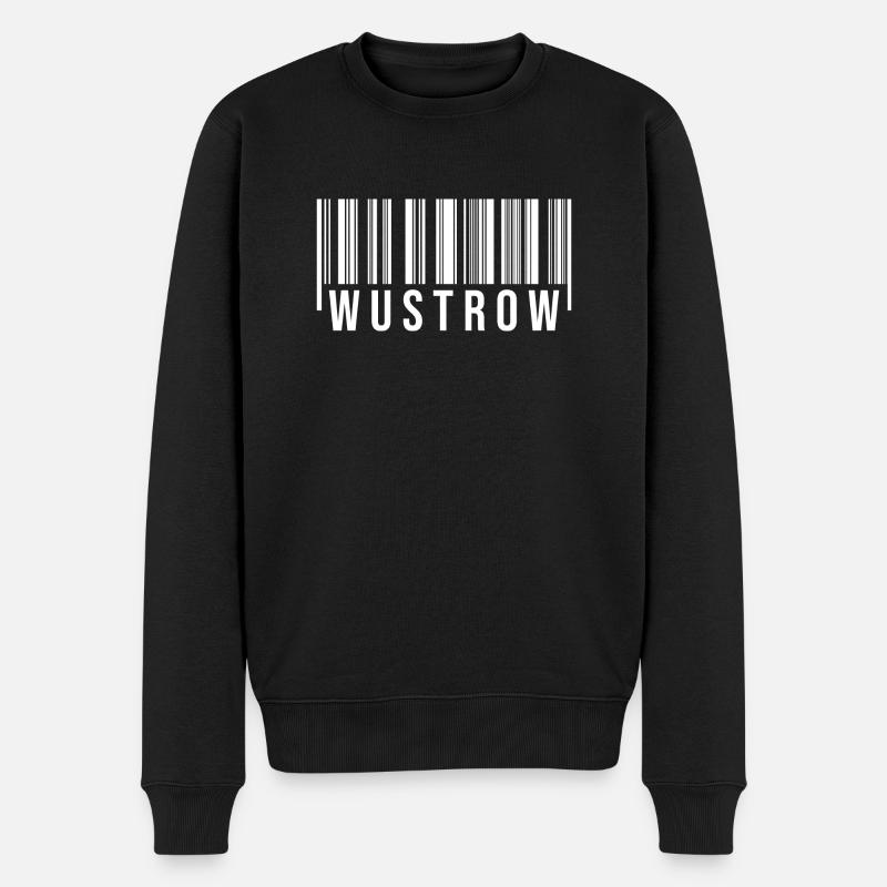 Wustrow Strichcode - Männer Premium Bio Pullover - Schwarz