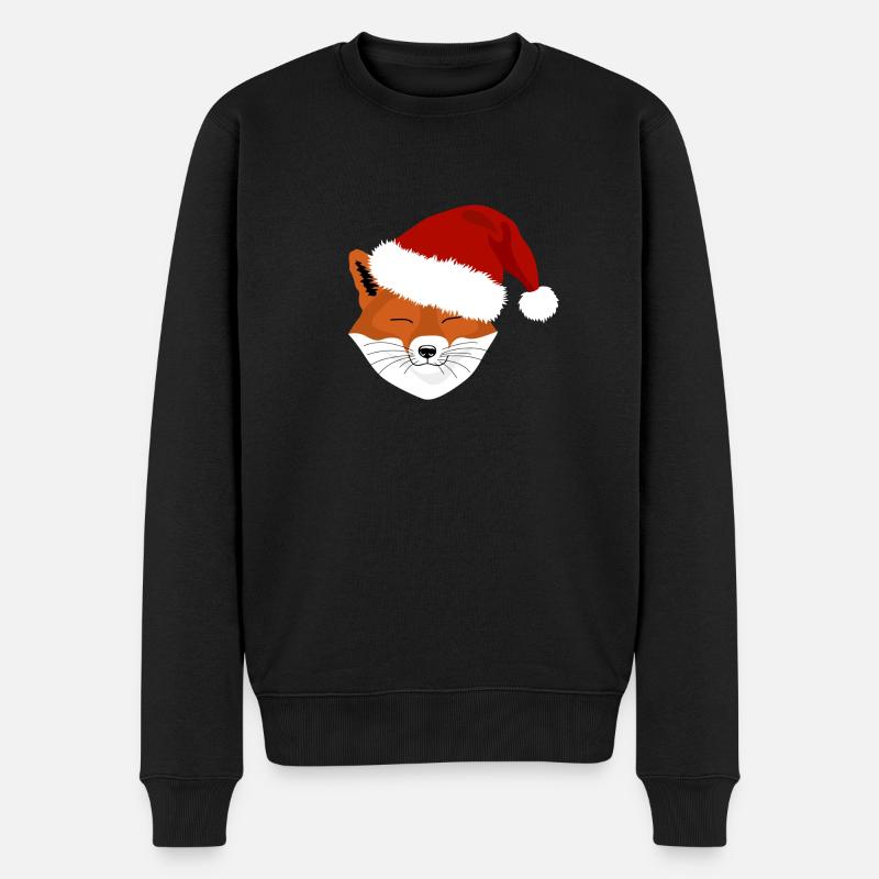Christmas Fox - Männer Premium Bio Pullover - Schwarz