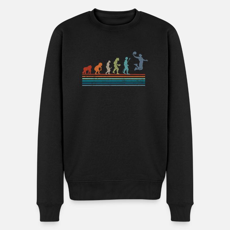 Retro Vintage Basketball Evolution - Männer Premium Bio Pullover - Schwarz