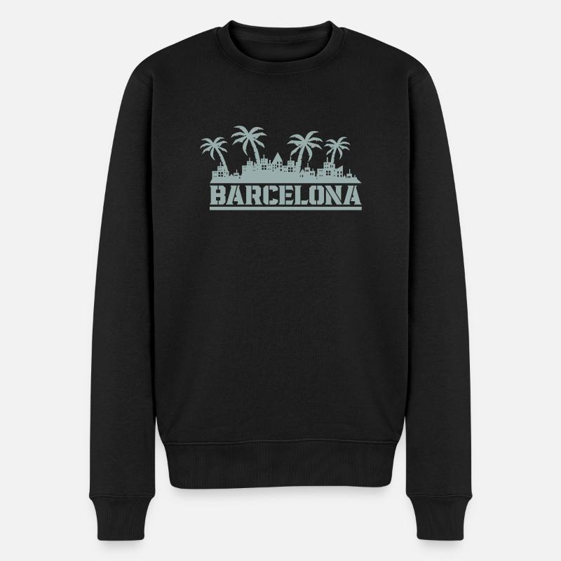 Ligne d’horizon de Barcelone - Pull Premium bio Homme - noir
