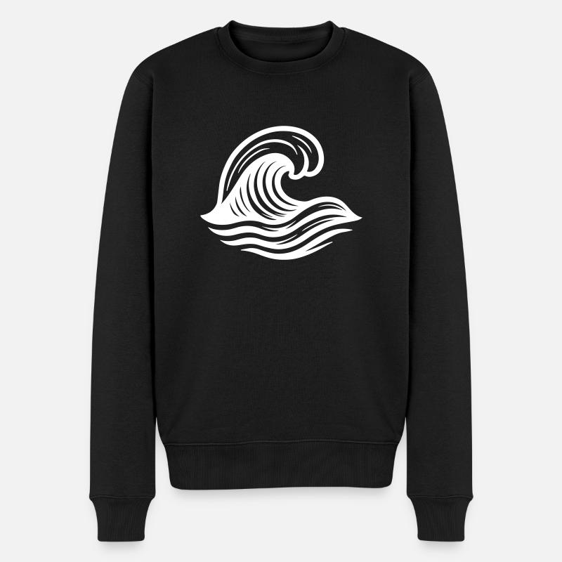 Welle Symbol Ozean - Männer Premium Bio Pullover - Schwarz