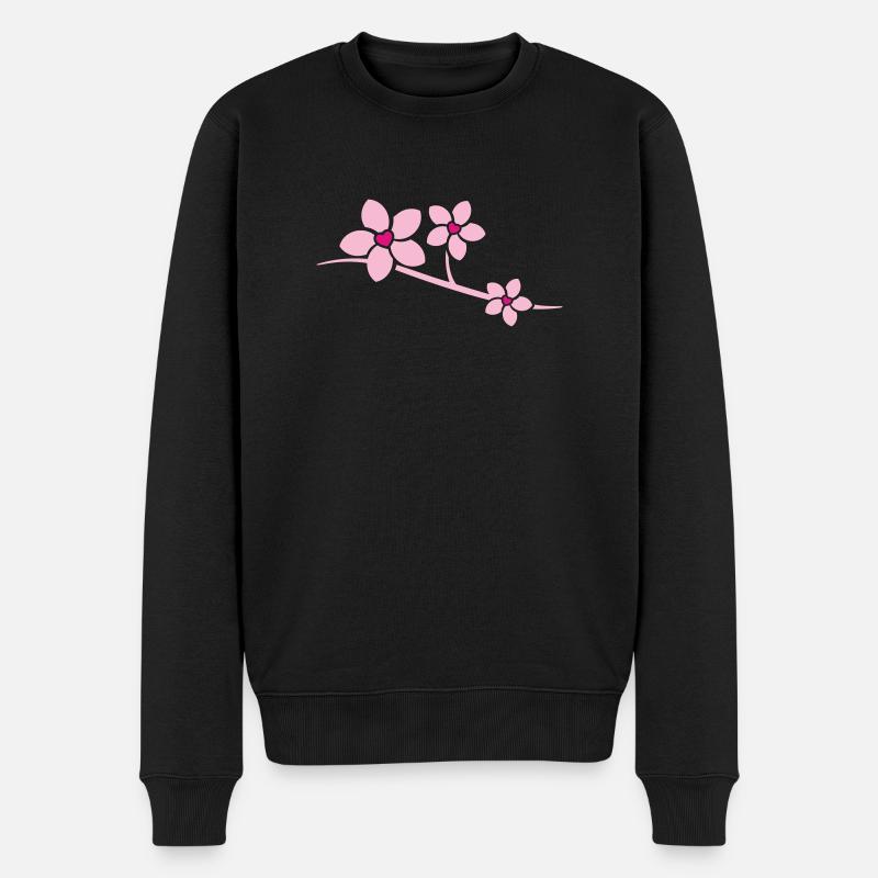 love_flowers - Männer Premium Bio Pullover - Schwarz