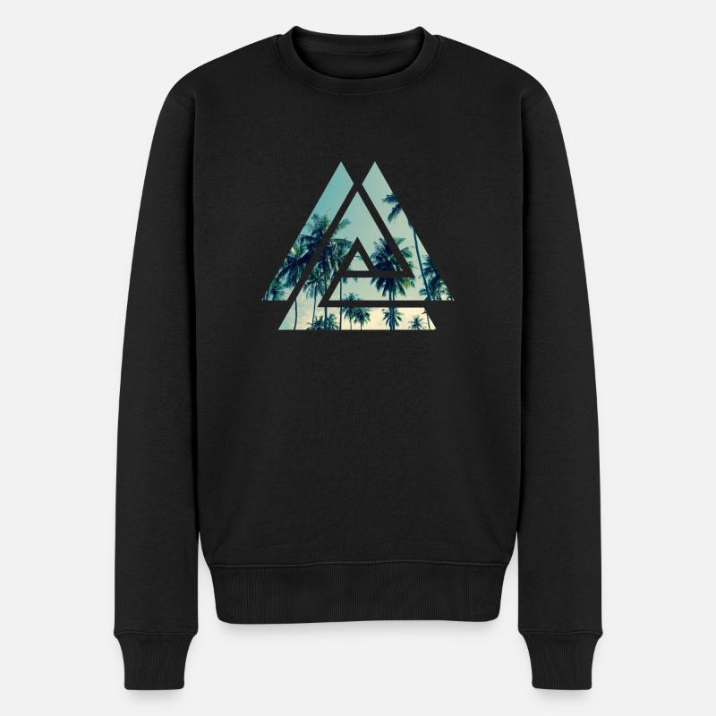 Palmen Design - Männer Premium Bio Pullover - Schwarz