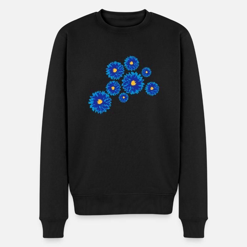 Flowers - Männer Premium Bio Pullover - Schwarz
