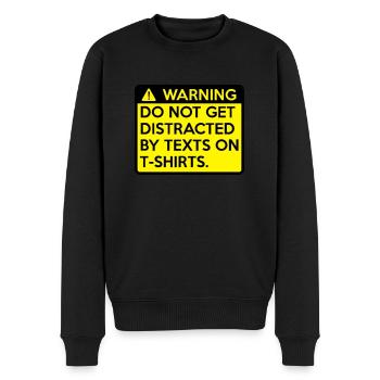 Achtung: nicht abgelenkt zu tun bekommen - Männer Premium Bio Pullover - Schwarz - Vorne - Nico (187cm)