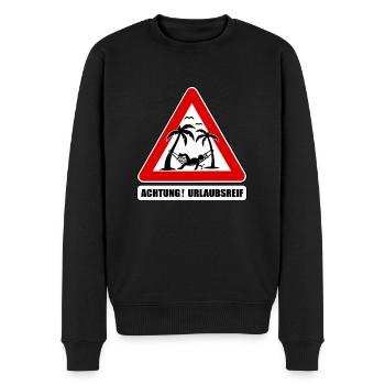 urlaubsreif lustiges Verkehrszeichen, Urlaub chill - Männer Premium Bio Pullover - Schwarz - Vorne - Nico (187cm)