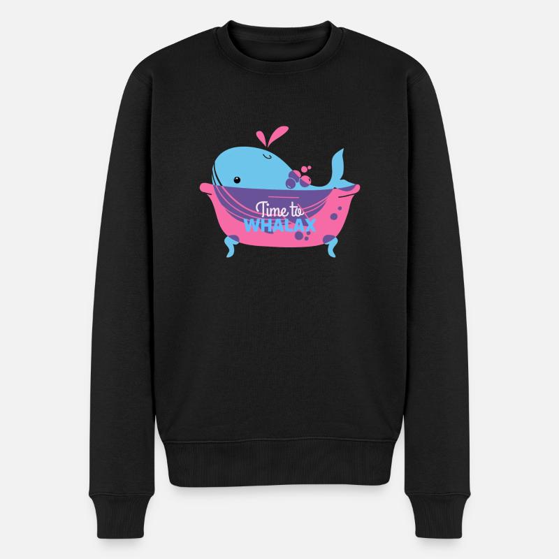 Time to relax, time to Whalax - Männer Premium Bio Pullover - Schwarz