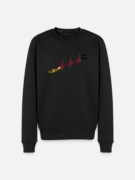 Musical note heartbeat trumpet - Men's Premium Organic Jumper - black