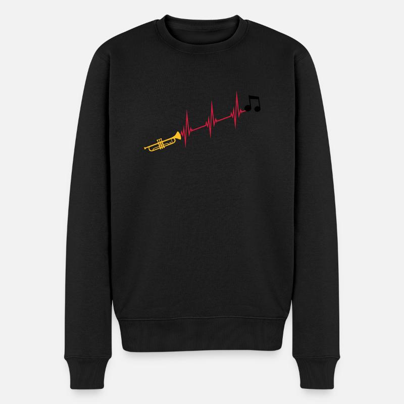 Note de musique trompette heartbeat - Pull Premium bio Homme - noir
