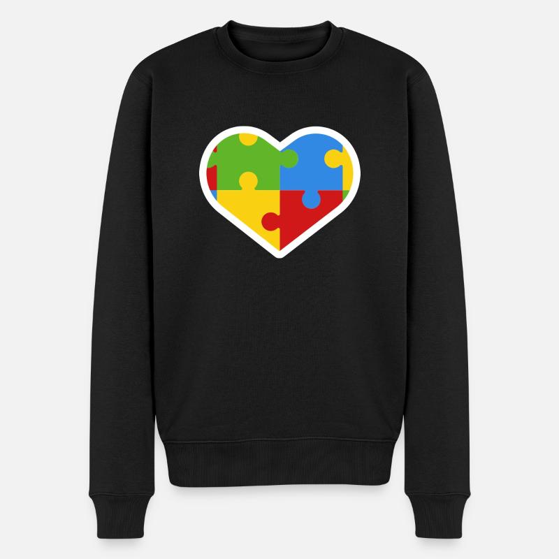 Autismus Herz Inklusion Geschenk - Männer Premium Bio Pullover - Schwarz