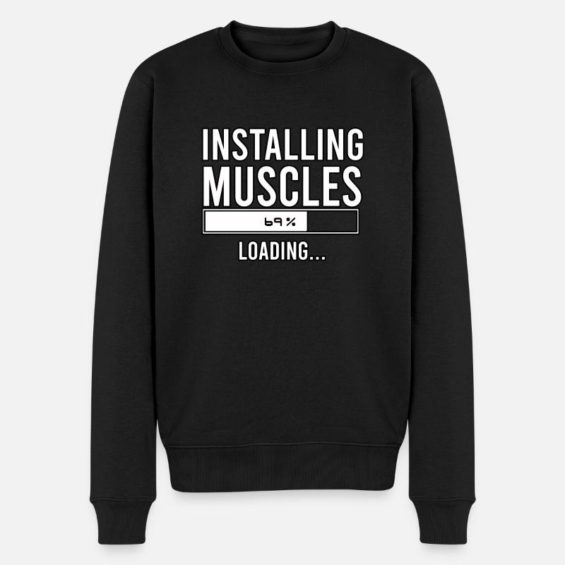 installing muscles loading - Men's Premium Organic Jumper - black