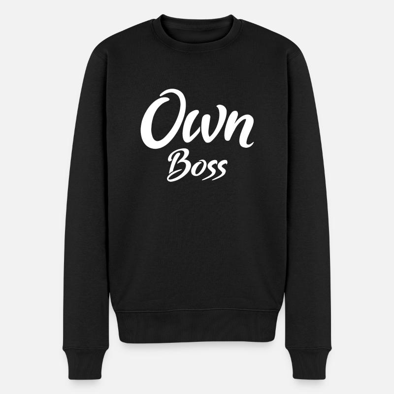 own boss white - Männer Premium Bio Pullover - Schwarz