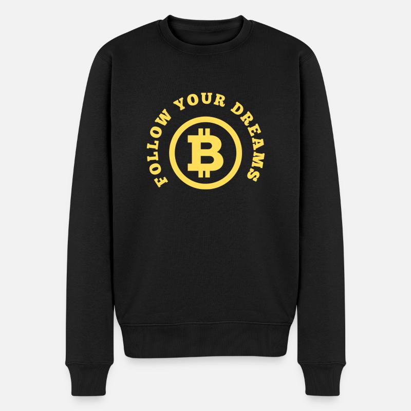 Follow your Dreams and Krypto BTC Gelb - Männer Premium Bio Pullover - Schwarz