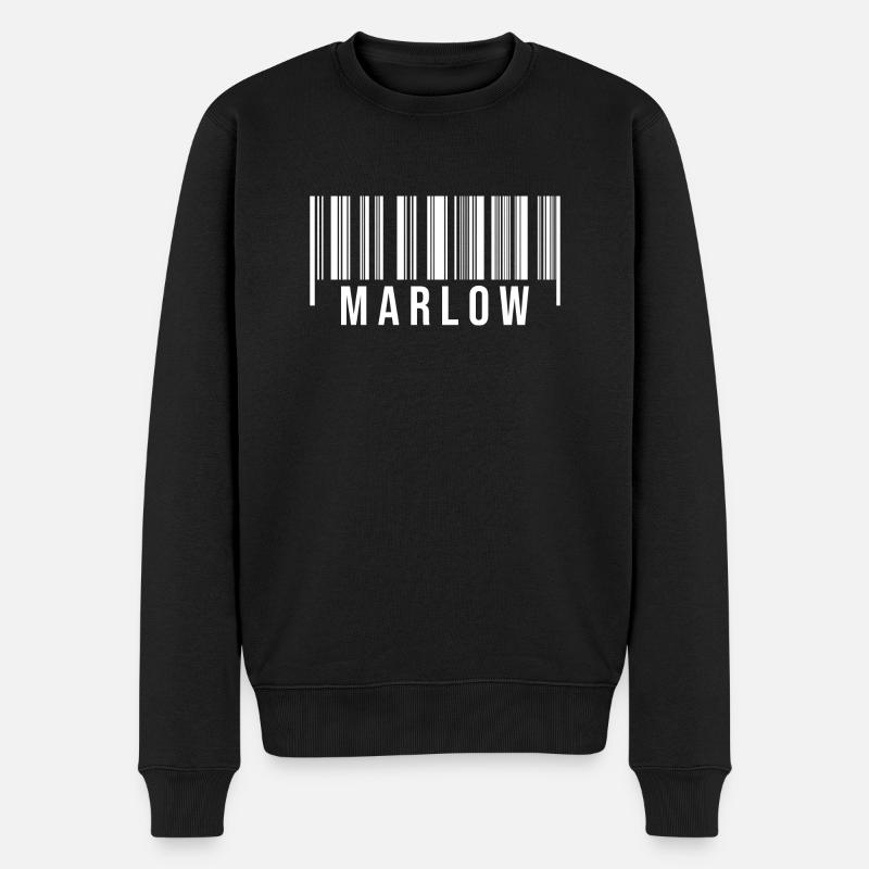 Marlow Strichcode - Männer Premium Bio Pullover - Schwarz