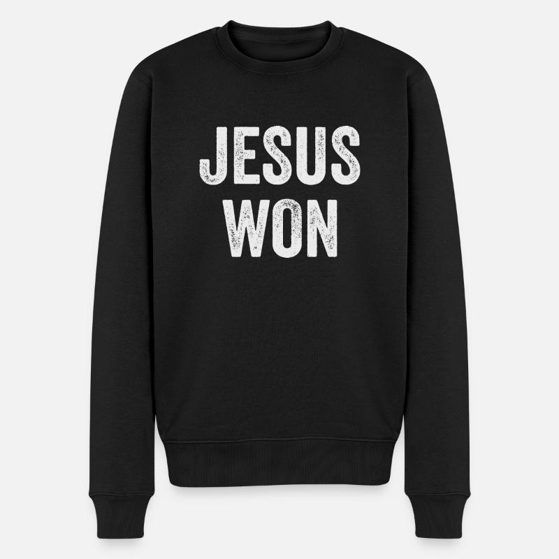 Jesus gewann den religiösen Christen Jesus Heiliges Kreuz - Männer Premium Bio Pullover - Schwarz