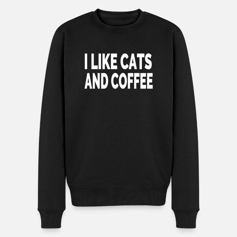 Katzen - Männer Premium Bio Pullover - Schwarz