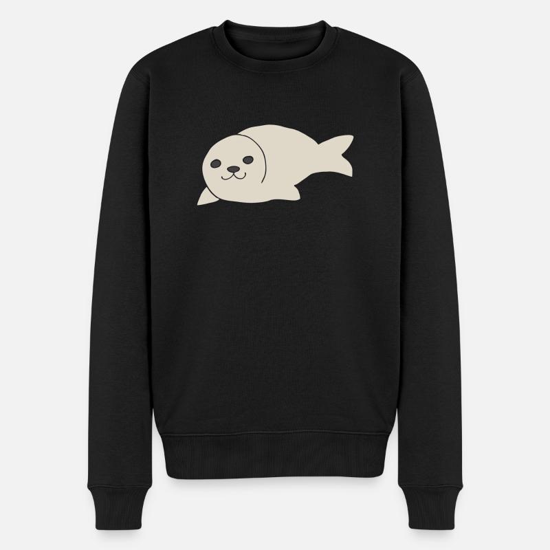 robbe cute - Männer Premium Bio Pullover - Schwarz