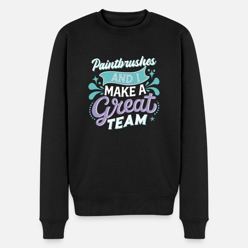 Pinsel und ich sind ein tolles Team - Männer Premium Bio Pullover - Schwarz