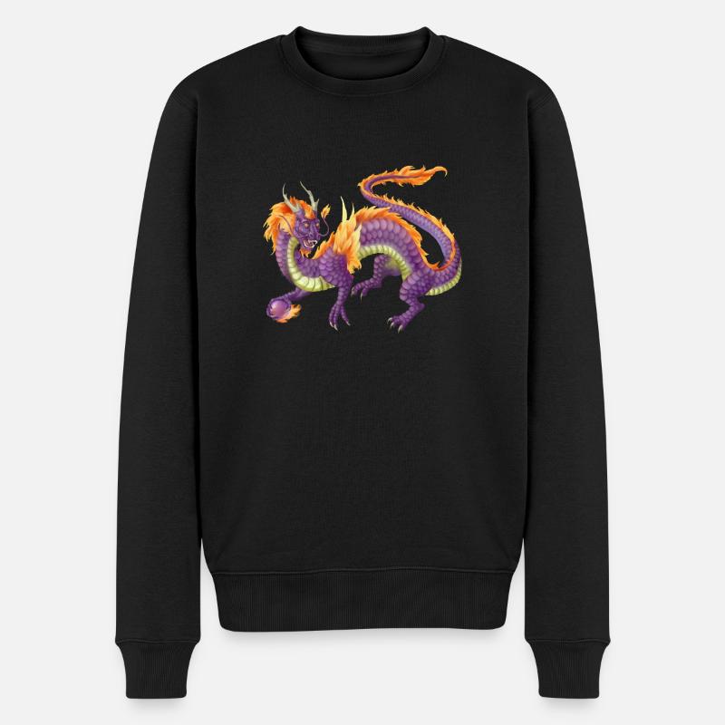 Asian Dragon violet - Pull Premium bio Homme - noir