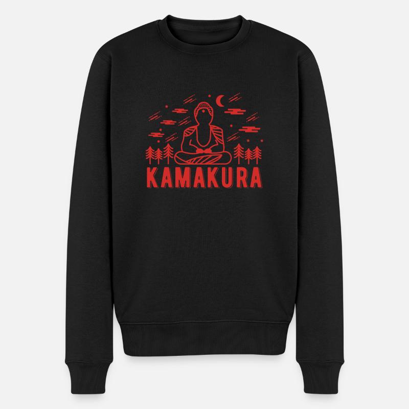 Kamakura - Männer Premium Bio Pullover - Schwarz
