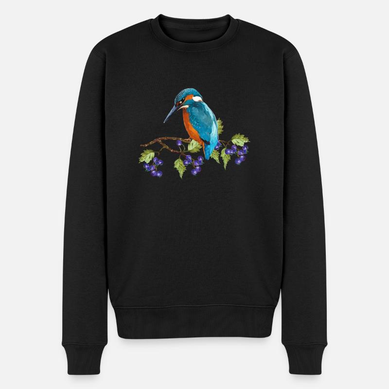 Bunter Vogel - Männer Premium Bio Pullover - Schwarz