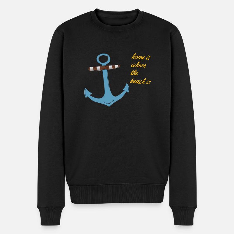 Anker Home is where the beach is - Männer Premium Bio Pullover - Schwarz