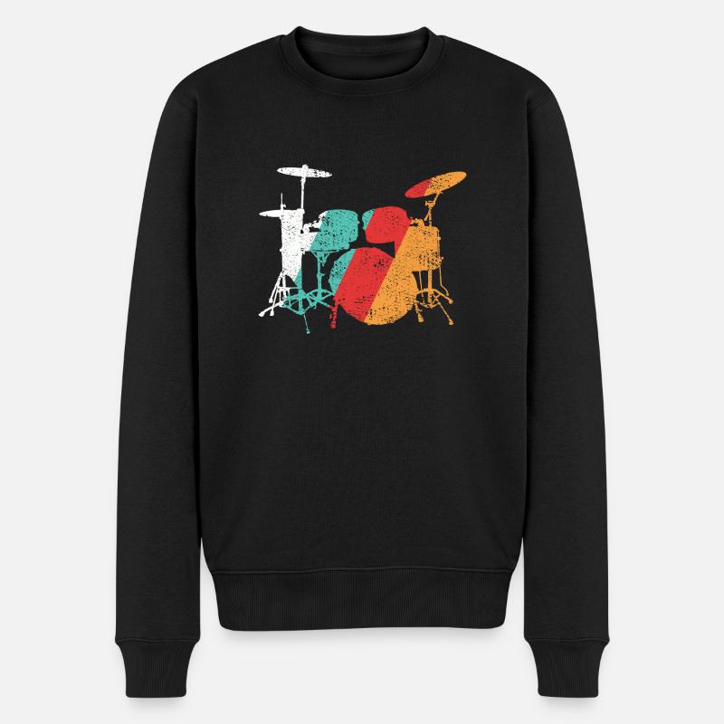 Schlagzeug Retro Geschenk - Männer Premium Bio Pullover - Schwarz