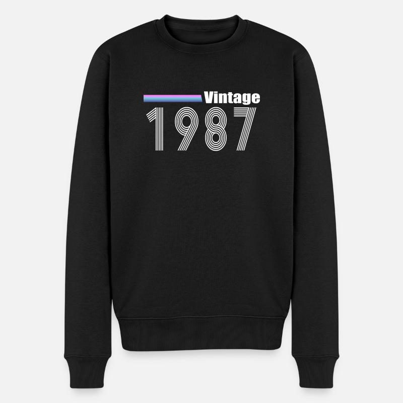 1987 - Männer Premium Bio Pullover - Schwarz