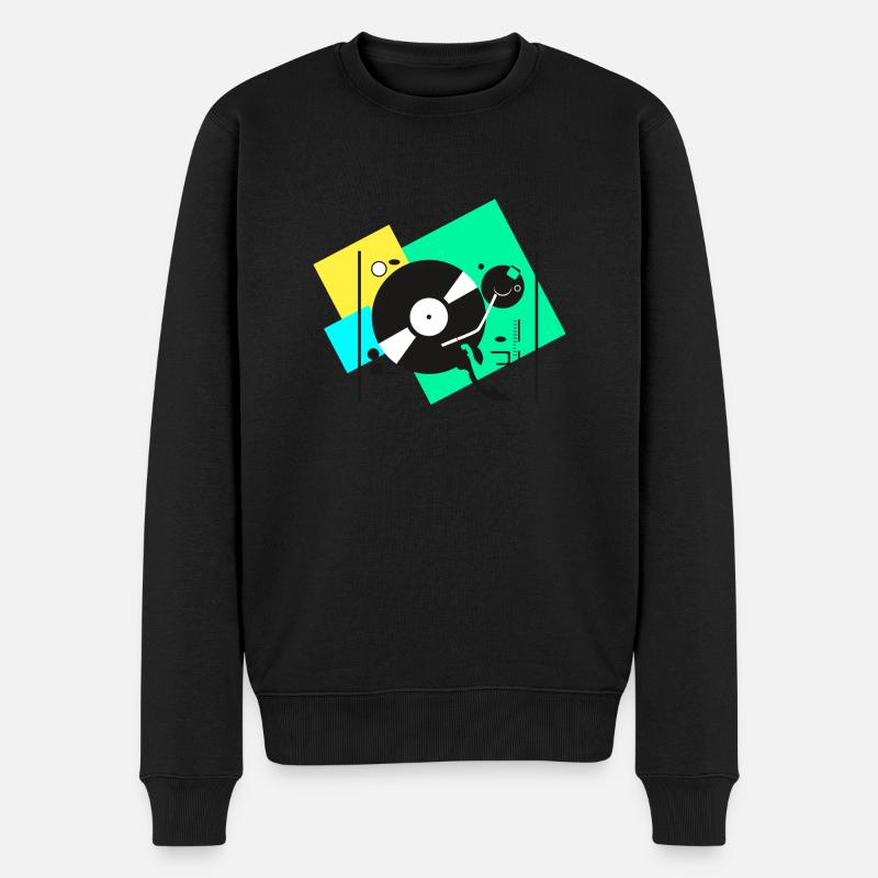 colorful turntables - Männer Premium Bio Pullover - Schwarz
