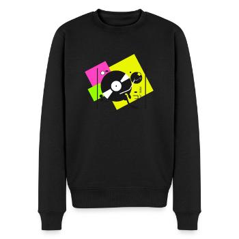 colorful turntables3 - Männer Premium Bio Pullover - Schwarz - Vorne - Nico (187cm)