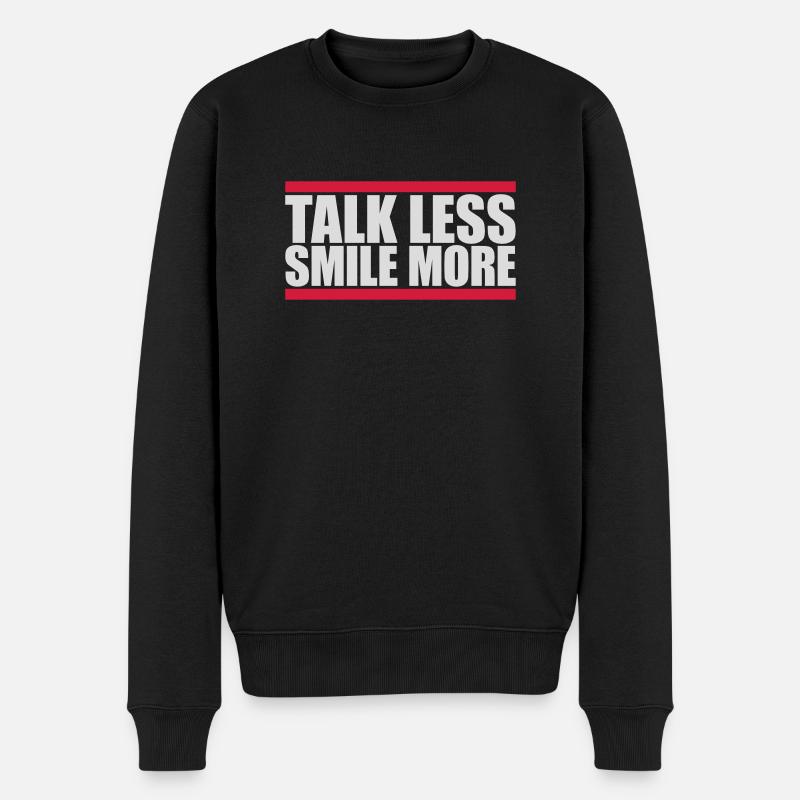 parler moins sourire plus - Pull Premium bio Homme - noir