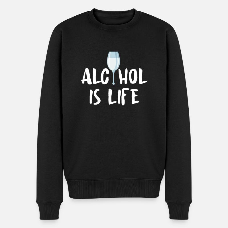 Bier Wein Whiskey Schnaps Alkohol - Männer Premium Bio Pullover - Schwarz