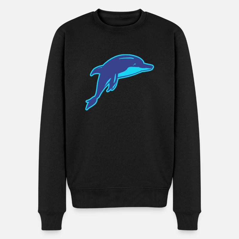 Der Delphin - Männer Premium Bio Pullover - Schwarz