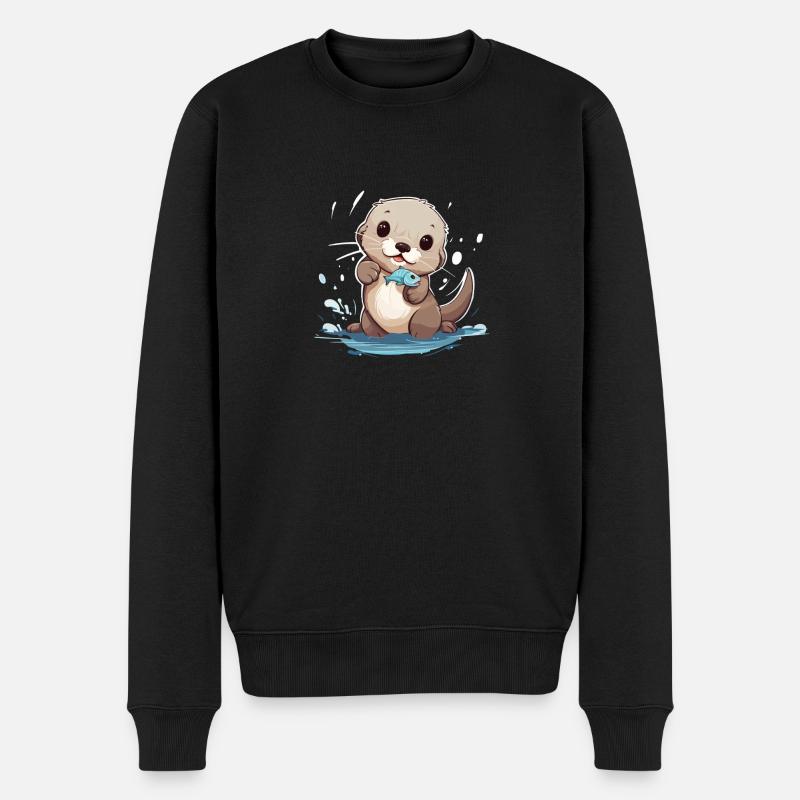 Mignon bébé loutre - Pull Premium bio Homme - noir