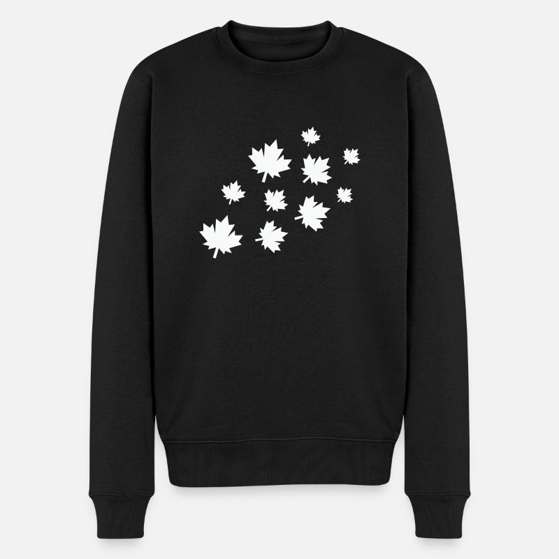 Ahornblätter - Männer Premium Bio Pullover - Schwarz