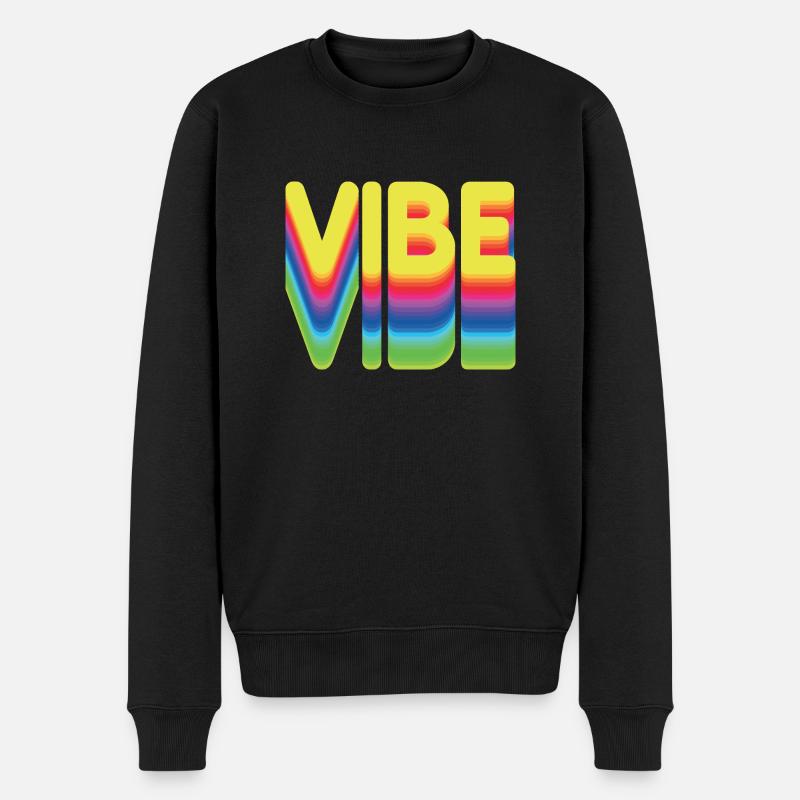 Nur gute Vibes - retro style - Männer Premium Bio Pullover - Schwarz