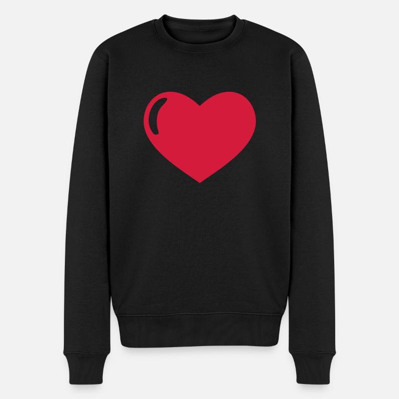 Herz - Männer Premium Bio Pullover - Schwarz