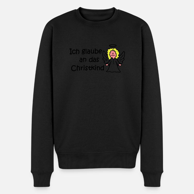 Ich glaube an das Christkind - Männer Premium Bio Pullover - Schwarz
